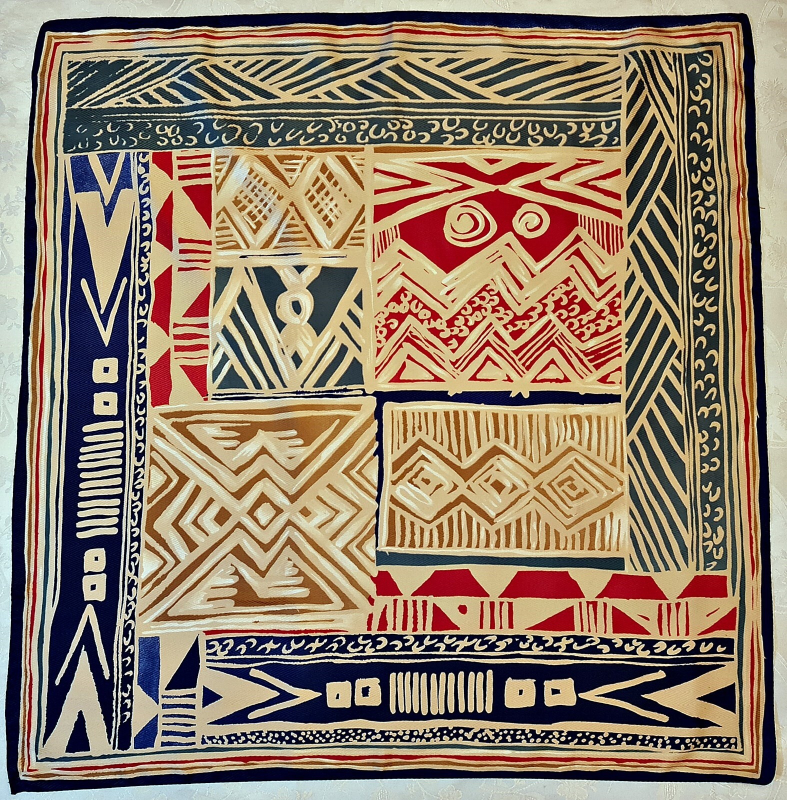 Vintage Authentic Ethnik Tribal Aztec Art Scarf 35