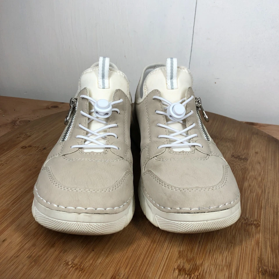 Rieker Zapatos 40 Mujer 9 Tenis Cuero Marrón Caminar Informal Ligero Cómodo Foto 3 de 4