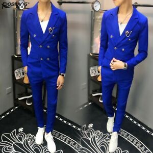 Manner Jungen Zweireiher Blazer Anzug Revers Mantel Hose M 3xl Stilvolle Ebay