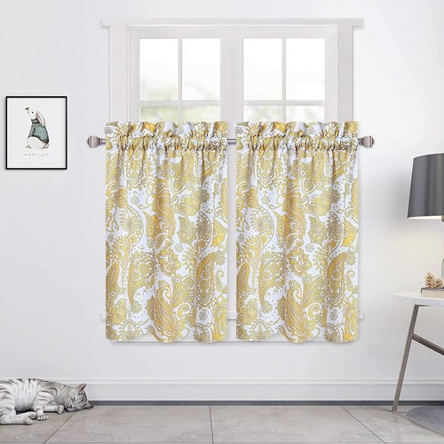 Kitchen Valances Floral Damask Cafe Curtain Short Paisley - Picture 13 of 17