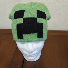 Minecraft Creeper Face Jinx Green Beanie Hat Winter Cap Acrylic Mojang Gamer