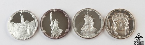 Lot of 4: Rarities Mint Vintage 1986 Statue of Liberty .999 Silver 1oz Rounds