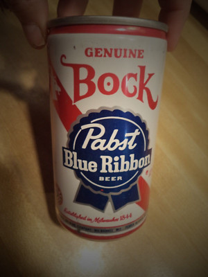 PABST BLUE RIBBON GENUINE BOCK 12 OZ ALUMINUM BEER CAN BAR CODE PABST BREWING CO