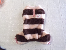 pet dog pajamas,warm,fluffy,pink brown stripes,bear, Medium read size details