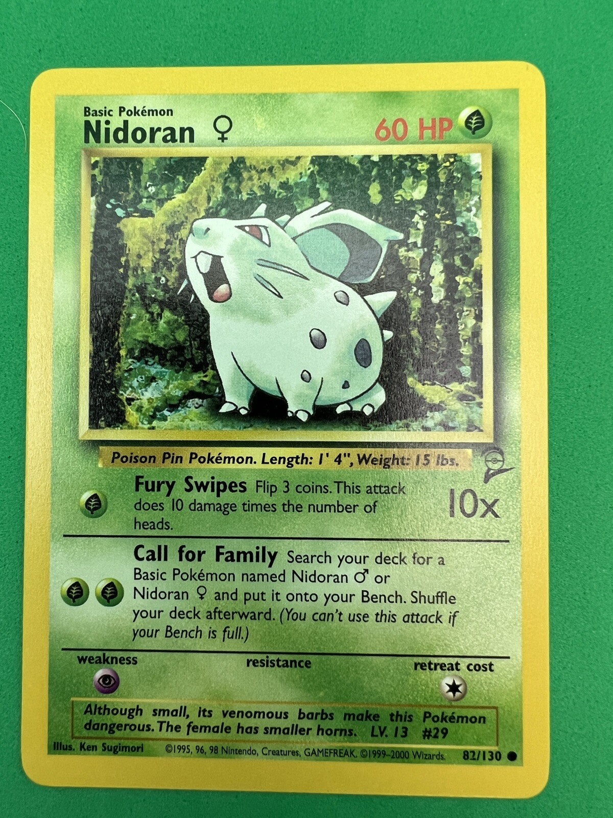 Nidoran (F) 82/130 - Base2 Set - Common - Pokemon Card - Unlimited Edition - NM