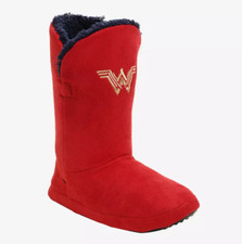 NWT Wonder Woman DC Comics Slipper Boots Faux Sherpa Red XS 3-4