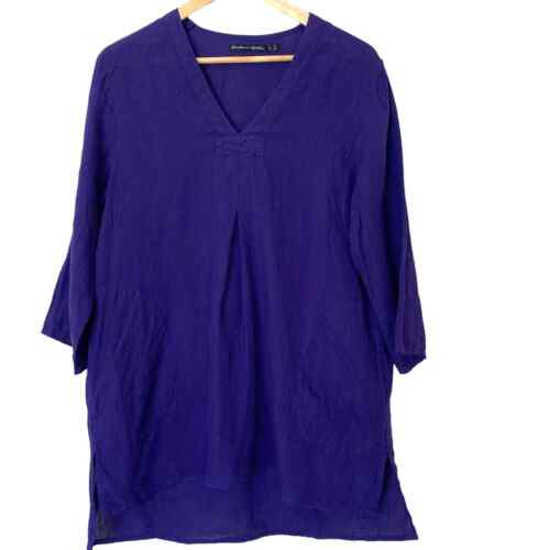Gudrun Sjoden 100% Linen Tunic Top in Royal Blue, 