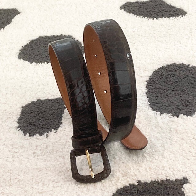 Vintage Conbipel croc embossed bronze brown Italian Leather Belt Vintage Conbipel croc embossed bronze brown Italian Leather Belt main image 4