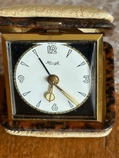 Vintage Kienzle Folding Travel Alarm Clock in Leather Case – Great! –