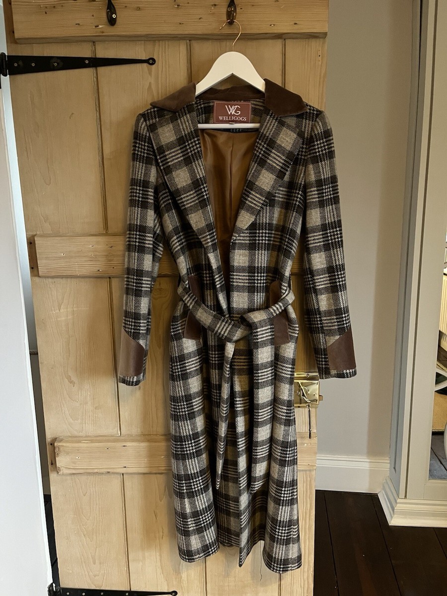 Welligogs Paddington Check Velvet Long Wrap Coat Sold Out RRP £429 - Main Image