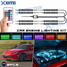 8pcs RGB Multi-Color LED Engine Bay Light Strip Kit w/ Wireless Remote Control