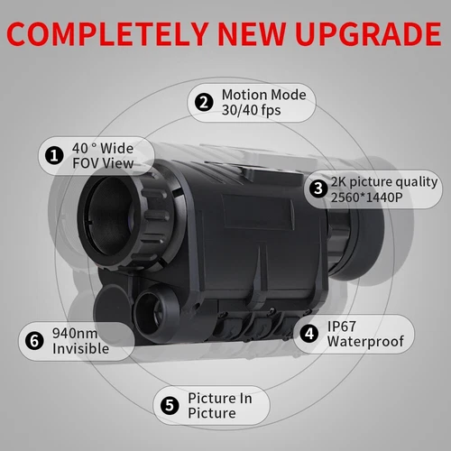 NVG30 with Helmet Night Vision Monocular Wide View 40° 940nm IR Digital Starligh - Picture 10 of 11