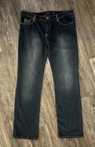 Vintage Ed Hardy Jeans Men’s 35x36 Blue Denim Christian Audigier Devil Demon Y2K - Picture 2 of 4