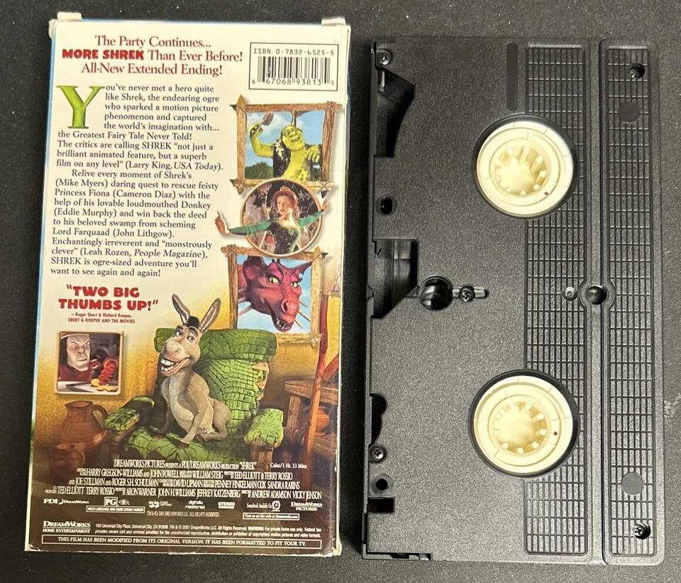 Shrek VHS Former Rental Mike Myers, Eddie Murphy, Cameron Diaz, John Lithgow - Image 2 of 4