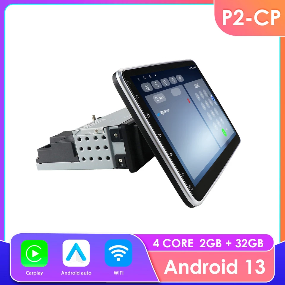 Single 1 DIN 10.1" Android 12 2+32GB Car Radio Stereo GPS Car Rotate DSP WiFi - Image 4 of 4