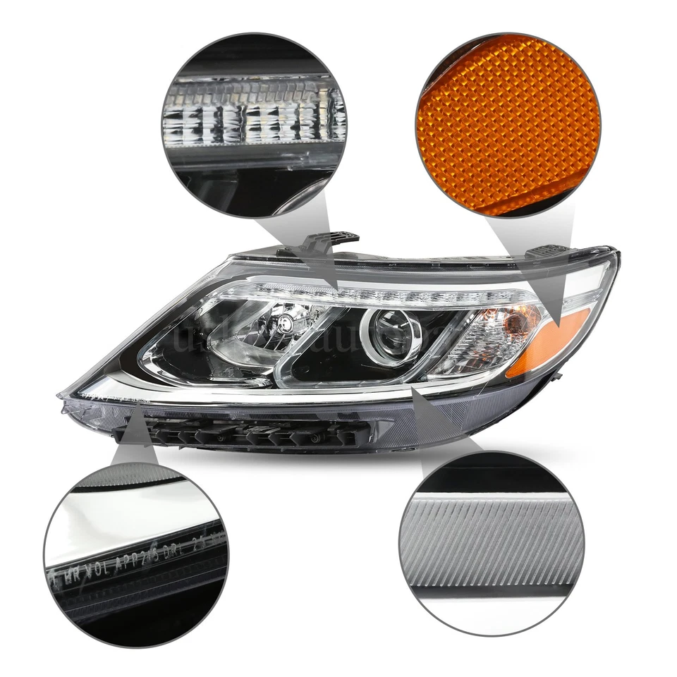Left+Right Headlights For 2014 2015 Kia Sorento LX Halogen Set Pair W/LED DRL - Image 4 of 4
