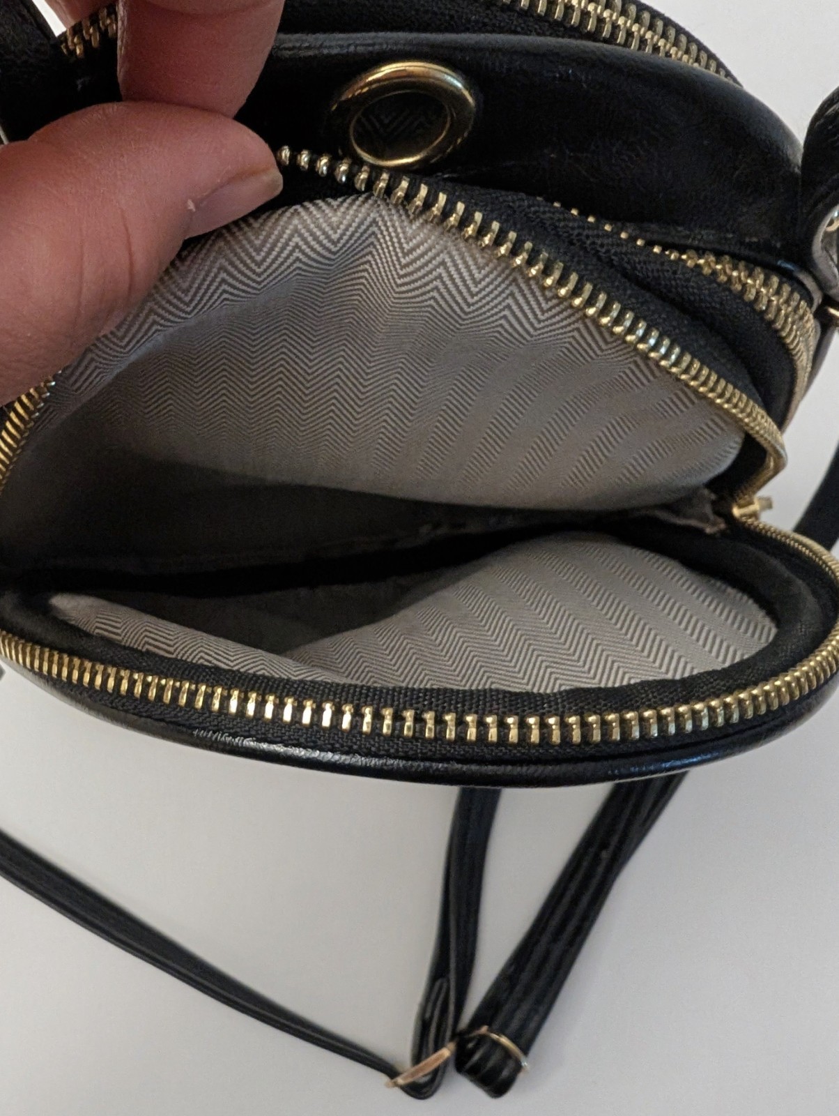 Mini Backpack Black Faux Leather Adjustable Strap… - image 4