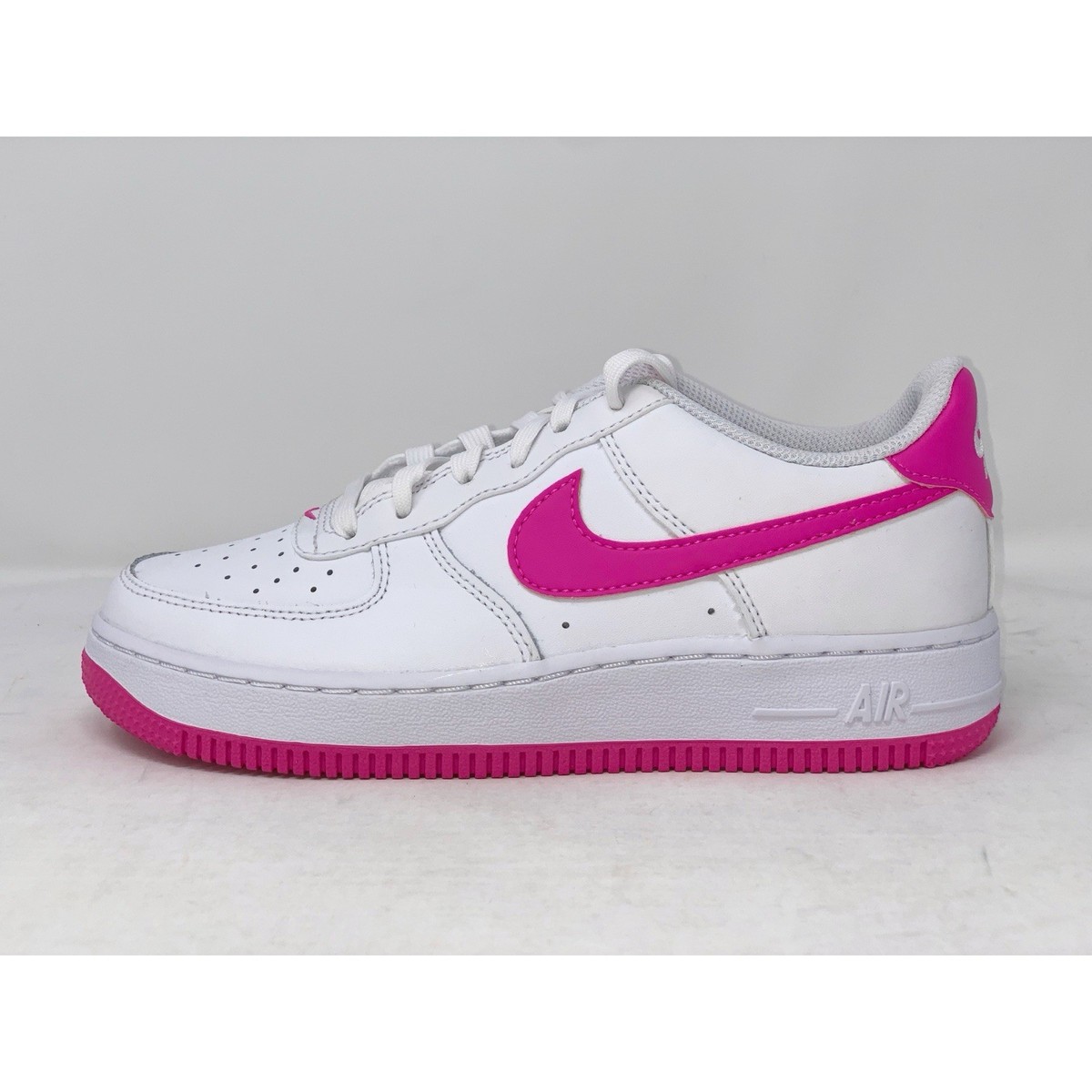 Nike Air Force 1 'Fuchsia Pink' White Sneakers, Size 6Y / 7.5W