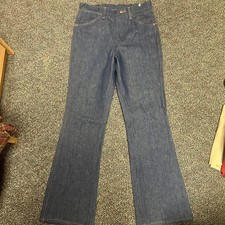 VTG 70s Wrangler Jeans No Wash Dark Blue Boot Cut 945 No Fault Denim Western USA