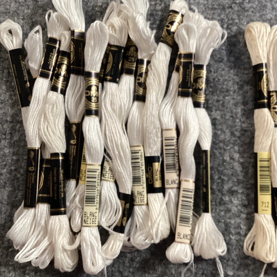 DMC JP Coats Embroidery Floss Lot of 28 Mixed White Ecru 712 739  FULL Skeins - Image 2 of 4