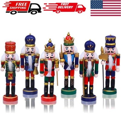 Vintage-Style 6 PCS Wooden Nutcracker Ornaments - Perfect for Holiday Gifting