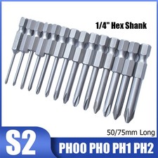 Juego de brocas de destornillador de impacto cruzado de 50/75 mm de largo PH00 PH0 PH1 PH2 Phillips