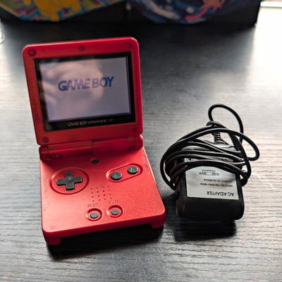 Nintendo Game Boy Advance SP Red Handheld System Console w/ AC Adapter