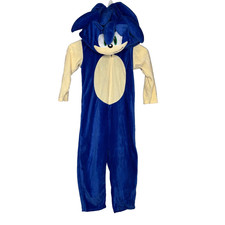 Sonic the Hedgehog Plush Costume Jumpsuit Kids XS Hooded Character Outfit EUC
