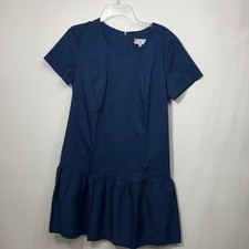 Universal Standard for J.Crew Poplin mini Dress drop waist blue size small. NWT.