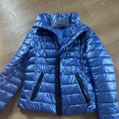 MARC AUREL Damen Steppjacke Blau mit Kapuze kurz Taschen Gr. 34 Modell 2151