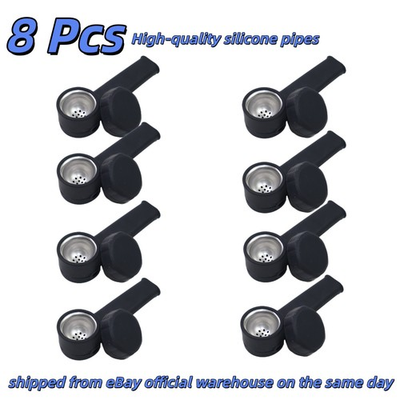 #ad #ad Pack of 8 3.5quot; Silicone Tobacco Smoking Pipe with Lid Black Hand Pipes Bowl $10.50
