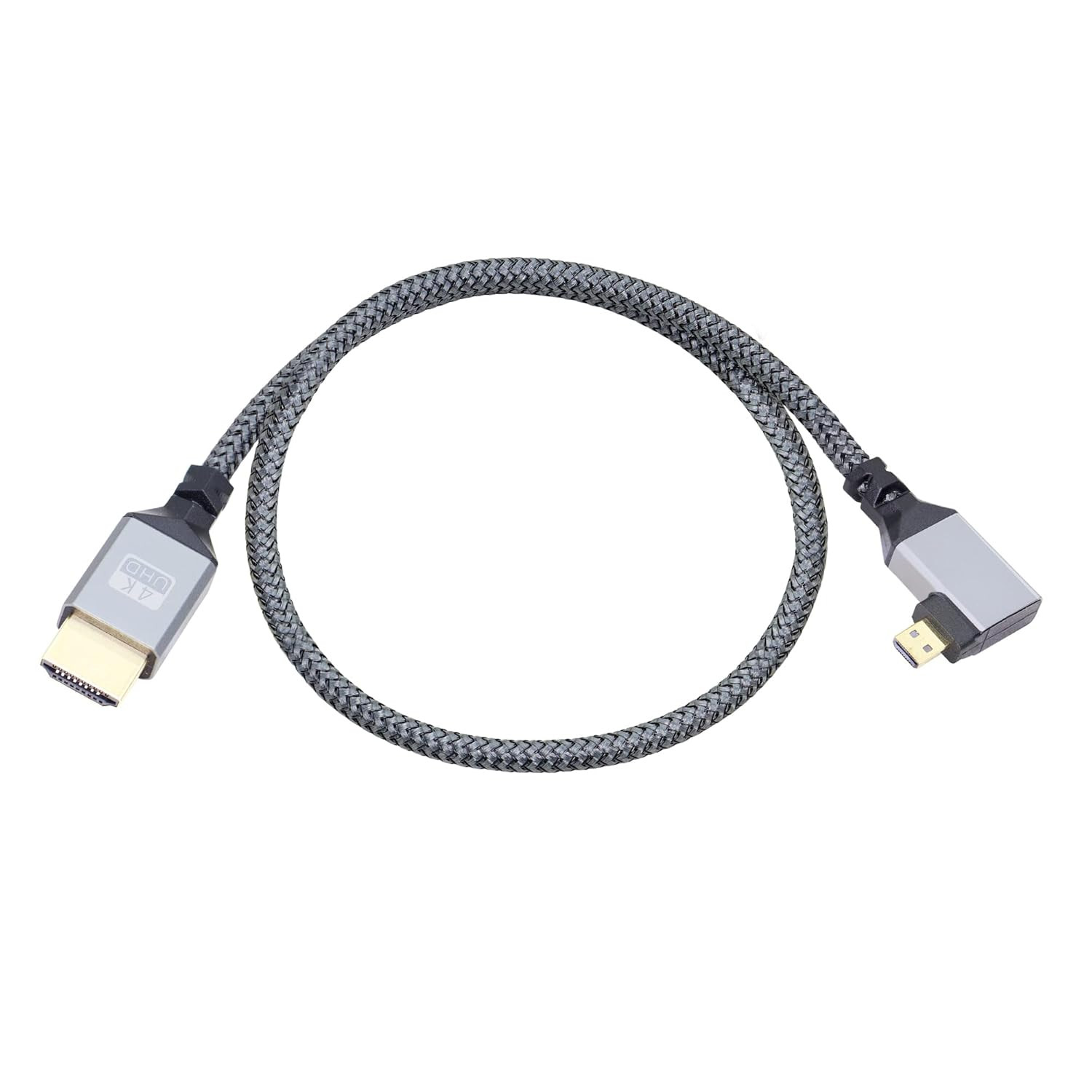 4K Micro HDTV to HDTVS Adapter Cable,90 Degree Right Angle Micro Male to Male Al