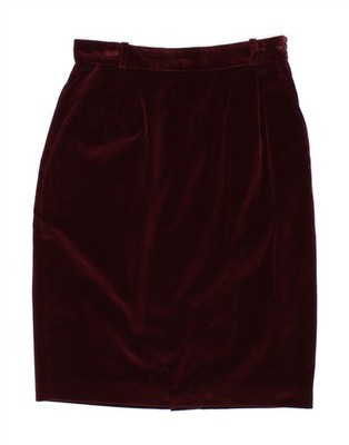 ALBERTO ASPESI Womens Velvet Pencil Skirt IT 44 Medium W28  Maroon Cotton BE09