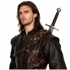 Sword Back Holster Holder Medieval Sheath Strap One size, Brown-1