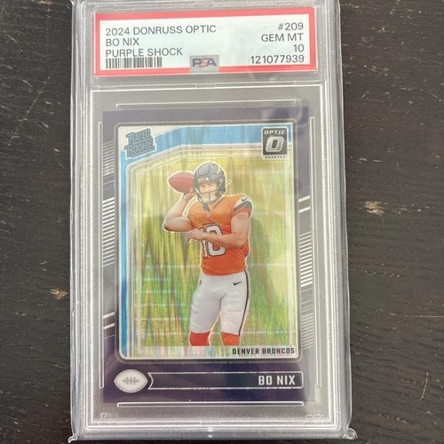2024 Panini Donruss Optic - Rated Rookie Bo Nix #209 Purple Shock Prizm PSA 10