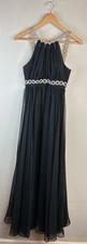 Vtg Mike Benet Formals Dress Halter Black Chiffon Beaded Waistband Cutouts Sz 8