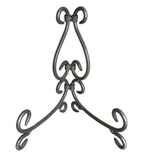 Tabletop Display Easel Plate Art Picture Holder Stand 9  Scrolls Gray Metal