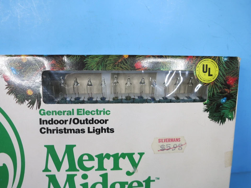 圣诞灯 - 复古 GE Merry Midget 透明迷你灯套装 - 50 灯 - 全新带盒 — 第 2/4 张图片