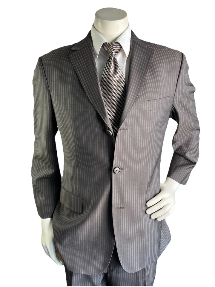 Hugo Boss Guabello Super 130s Men 2pc Suit 40S 32x30 Pinstripe Rossellini Cinema - Image 3 of 4