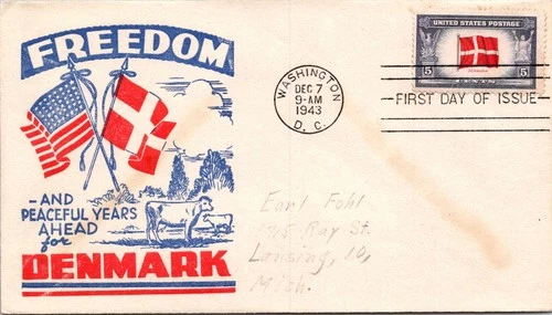 S07-7166, WWII OVERRUN COUNTRIES: DENMARK, ? CAHCET, FIRST DAY COVER