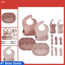Silicone Baby Feeding Set 12 Piece Suction Plates Bibs Cups Spoons Forks
