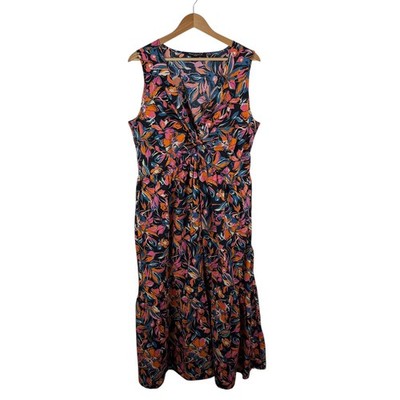 French Connection Floral Maxi Dress Size XXL Multicolor Boho Cotton Resort Flowy