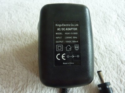 Kings Electric Co., Ltd. AC/DC Adapter KG41-15-500D-230V/50Hz-15VDC 500mA