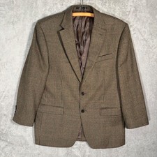 Lauren Ralph Lauren Men 42R Wool Houndstooth Sport Coat Blazer Brown Tweed Check