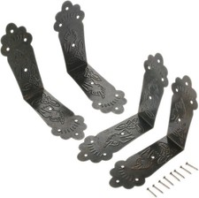 Dophee 4Pcs Vintage Metal Decorative Corner Bracket Antique Bronze