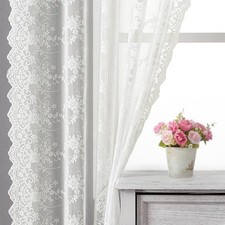 Kotile Ivory Lace Curtains 54 Inch Length 2 52"W x 54"L Pack of 2 ,