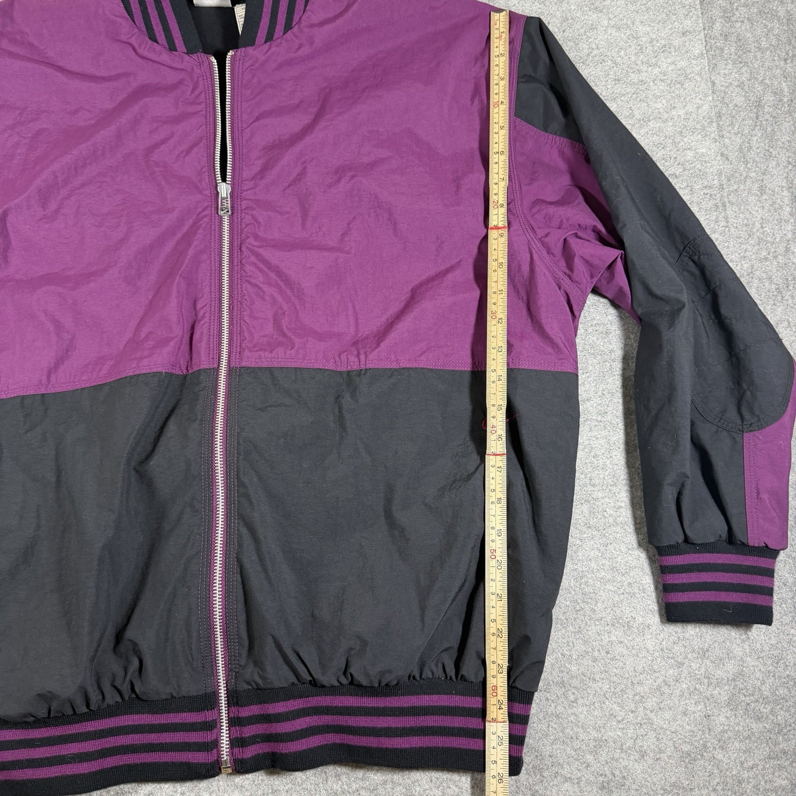 Vintage 90s Nike Bomber Jacket Mens L Purple Black Varsity Rare Full Zip Pouch thumbnail 6