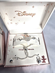 Disney Love Is Bowtiful Silver Plated Minnie Mouse Earrings Pendant Necklace Set