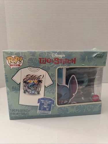 Funko Pop & Tee Disney Lilo & Stitch - Stitch with Ukelele Flocked - Size Small