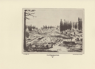 1976 Vintage CALIFORNIA ''GRASS VALLEY NEVADA COUNTY'' 1800s History Lithograph 28